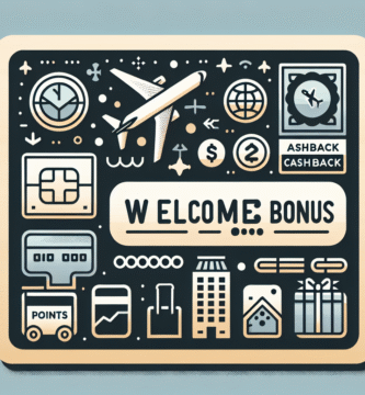 Oversiktlig og moderne illustrasjon av en velkomstbonus: et kredittkort med belønningsikoner (poeng, cashback, fly, hotell), nøytralt nordisk fargepalett, tydelig og profesjonelt